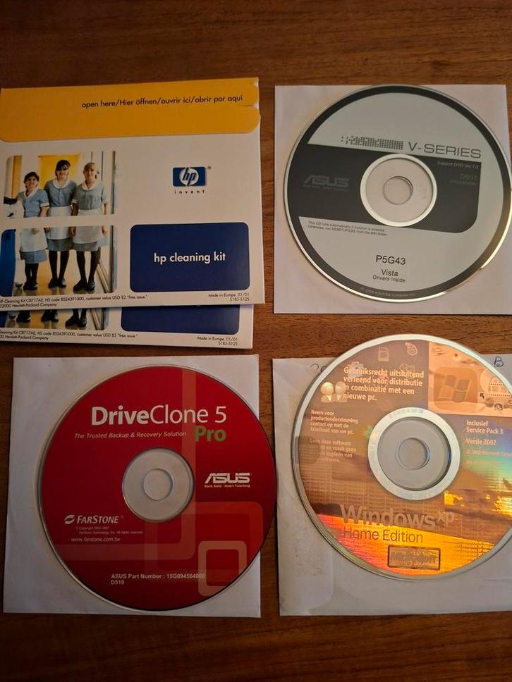Software CDs: Windows XP, Vista, DriveClone, HP Cleaning Kit, Computers en Software, Besturingssoftware, Gebruikt, Windows, Ophalen of Verzenden