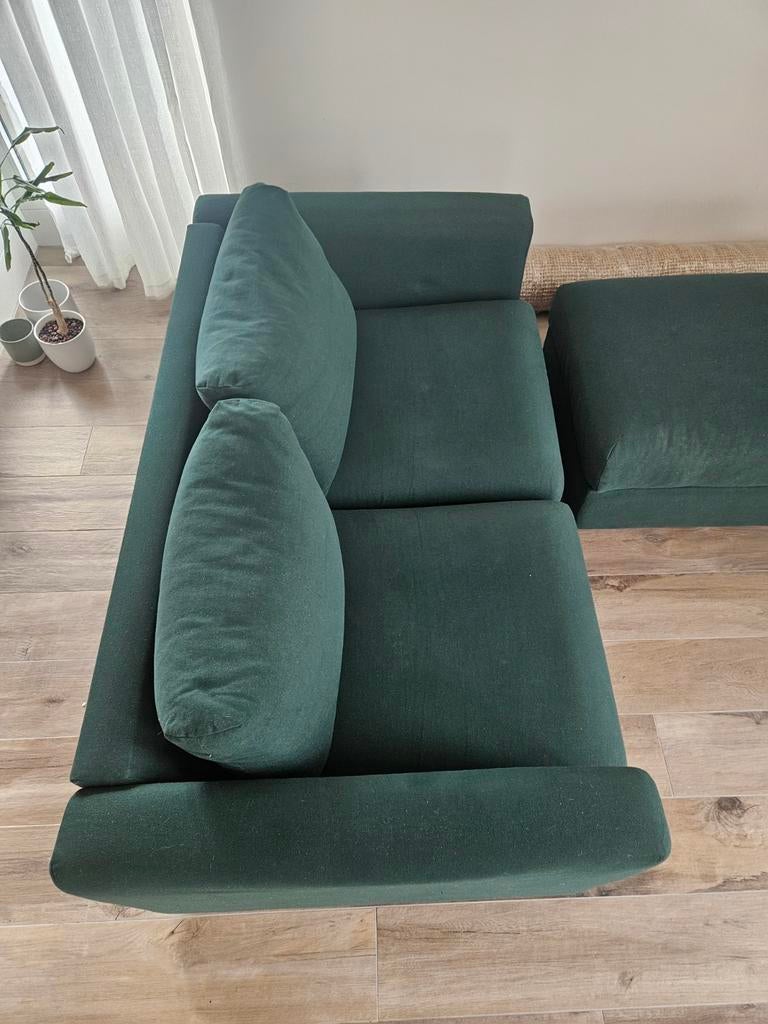 Groene IKEA 2-zitsbank met opbergvoetenbank, Ophalen, Gebruikt, 150 tot 200 cm, Tweepersoons