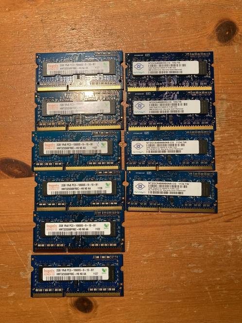Partij 10x 2GB 1Rx8 PC3 DDR3 RAM Laptop Geheugen, Computers en Software, RAM geheugen, Gebruikt, Laptop, 2 GB, DDR3, Verzenden