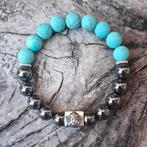 Nieuwe 10mm herenarmband van Hematiet & Tuqoise Howliet, Overige materialen, Nieuw, Ophalen of Verzenden, Overige kleuren