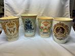 4 bekers koningin Wilhelmina jubileum 1938, Verzenden, Gebruikt, Nederland, Servies