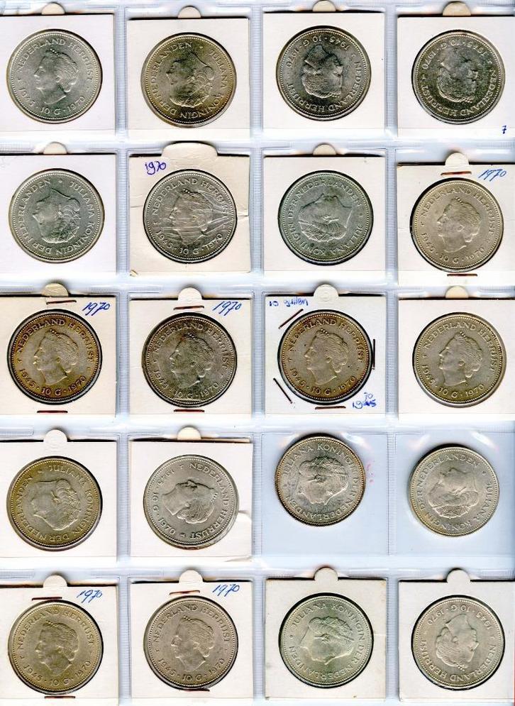 Juliana Herrijst 10G ZILVER 20x (in papier- en plastic), Postzegels en Munten, Munten | Nederland, Setje, 10 gulden, Koningin Juliana