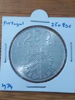 Portugal 250 escudos 1974 zilver, Ophalen of Verzenden, Overige landen, Zilver