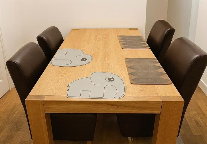 🔴 Massief eiken eettafel 200x100 cm stevig en stijlvol, Huis en Inrichting, Tafels | Eettafels, Gebruikt, 50 tot 100 cm, 200 cm of meer