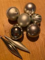 Kerstballen zilver/mintgroen 8 stuks van glas, Ophalen, Gebruikt