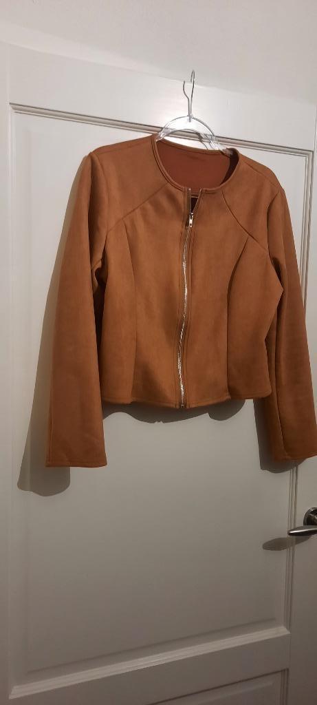 suède look blazer jasje met Rits roestbruin NIEUW XL, Kleding | Dames, Jasjes, Kostuums en Pakken, Nieuw, Maat 46/48 (XL) of groter