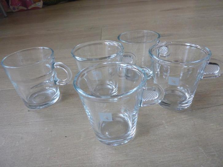 5 nespresso glazen kopjes., Huis en Inrichting, Keuken | Servies, Zo goed als nieuw, Kop(pen) en/of Schotel(s), Wedgwood, Glas