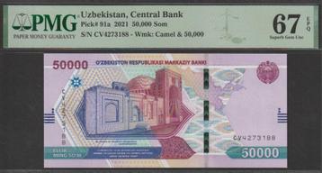Uzbekistan 50.000 som 2021 UNC p.91a PMG 67 (# 42) beschikbaar voor biedingen