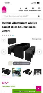 Bartafel + 6 krukken met kussen +hoes, Tuin en Terras, Tuintafels, Ophalen, Zo goed als nieuw, Rechthoekig, Kunststof