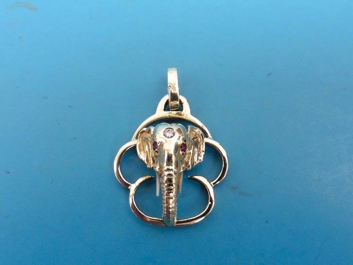 Gouden hanger Olifant                                    G13, Sieraden, Tassen en Uiterlijk, Kettinghangers, Gebruikt, Goud, Goud