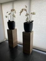 2 mooie houten zuilen met zijden orchideeën / zijden bloem, Ophalen, Gebruikt