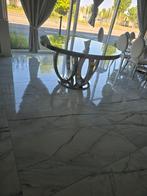 Tafel 1.40 rond met chromen zilver platvorm kwaliteit, Huis en Inrichting, Ophalen, Zo goed als nieuw, Rond