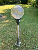 4x sokkel met glazen bol van ijzer, Tuin en Terras, Buitenverlichting, Ophalen of Verzenden, Zo goed als nieuw, 50 tot 250 watt