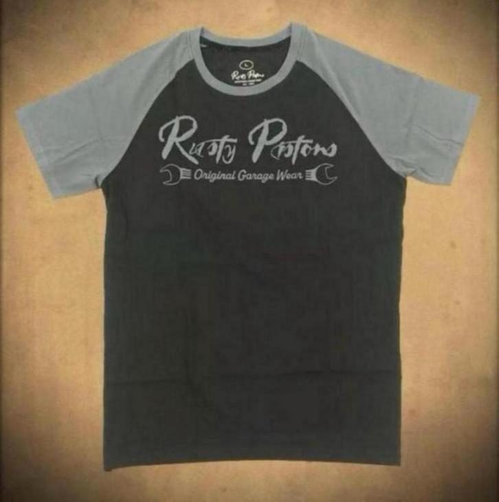 Rusty Pistons T-shirt Zwart/Grijs - Nieuw!, Kleding | Heren, T-shirts, Nieuw, Overige maten, Zwart, Ophalen of Verzenden