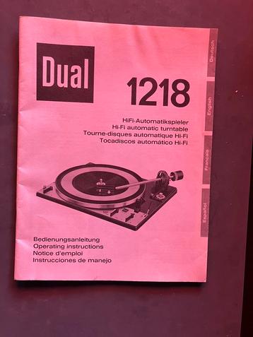 Complete gebruiksaanwijzing DUAL 1218 beschikbaar voor biedingen