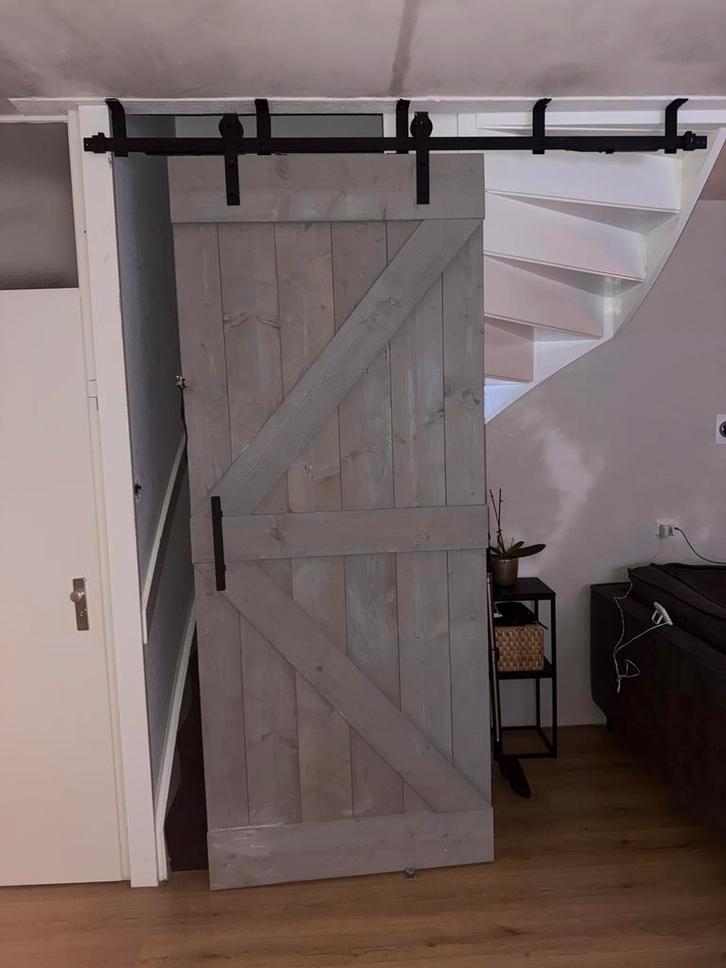 Loftdeur Steigerhout Vintage Grijs – 200x240x100 cm, Doe-het-zelf en Verbouw, Deuren en Horren, Zo goed als nieuw, Binnendeur