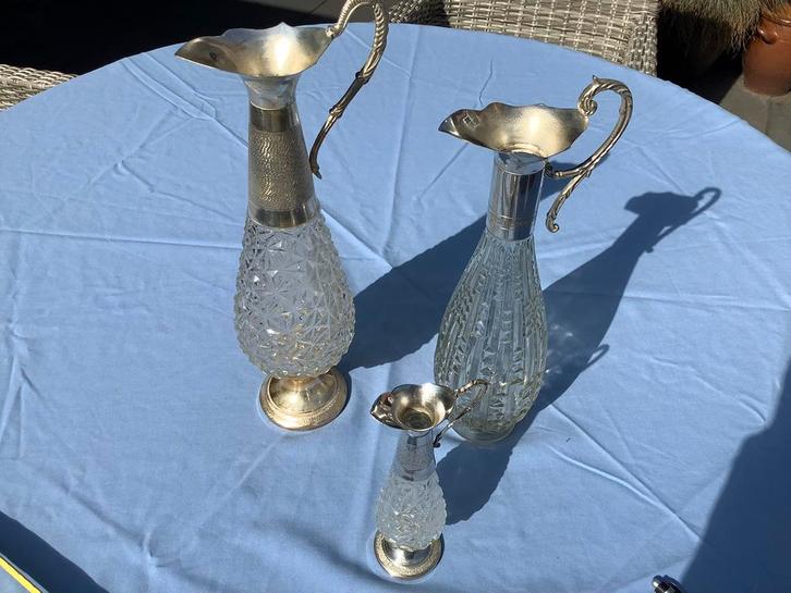3 Schitterende Italiaanse verzilverde karaffen fifties, Antiek en Kunst, Curiosa en Brocante, Ophalen of Verzenden
