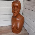 Authentiek houten Afrikaanse vrouwen buste., Antiek en Kunst, Kunst | Beelden en Houtsnijwerken, Ophalen of Verzenden