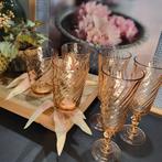 Roze Persglazen Set - Champagne & Frisdrank, Glas of Glazen, Gebruikt, Ophalen of Verzenden, Glas
