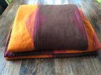 Vintage gordijnen kamerhoog veel stof oranje paars bruin, Antiek en Kunst, Ophalen