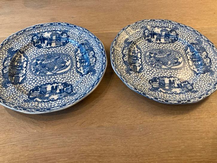 Twee William Adams borden, blauw en wit, Antiek en Kunst, Antiek | Wandborden en Tegels, Ophalen of Verzenden