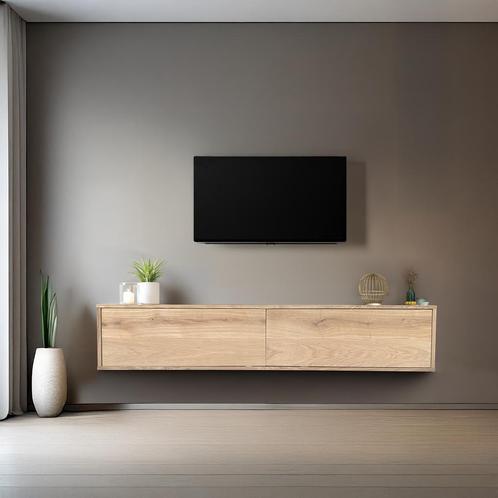 Zwevend TV Meubel - Massief eiken - push to open, Huis en Inrichting, Kasten | Televisiemeubels, Nieuw, Minder dan 100 cm, 200 cm of meer