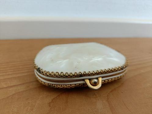 Antiek parelmoer poederdoosje met spiegel, Antiek en Kunst, Curiosa en Brocante, Ophalen of Verzenden