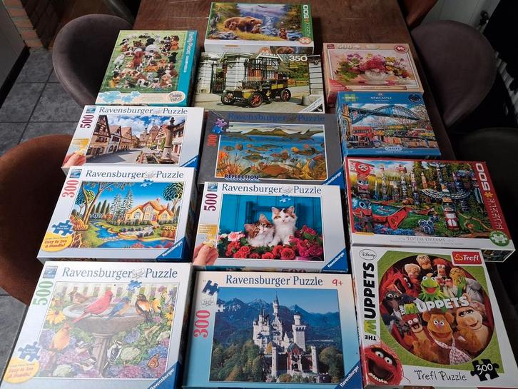 13 puzzels grote XL stukken, Hobby en Vrije tijd, Denksport en Puzzels, Gebruikt, Legpuzzel, Minder dan 500 stukjes, Ophalen of Verzenden