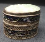 Vintage Cloisonne Pillendoosje met Jade, Verzamelen, Ophalen of Verzenden