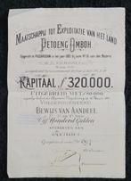 Maatsch. tot Exploitatie van het land Petoeng Omboh aandelen, Ophalen of Verzenden, Voor 1920, Aandeel