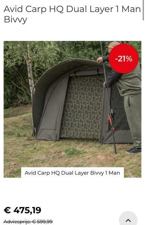Avid HQ Dual Layer Bivvy 1 Man Bivvy, Watersport en Boten, Hengelsport | Karpervissen, Nieuw, Overige typen, Ophalen