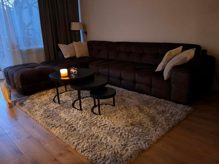 Mooie bruine hoekbank (zeer zwaar kwalitiet!), Huis en Inrichting, Stoffering | Tapijten en Kleden, Zo goed als nieuw, 200 cm of meer
