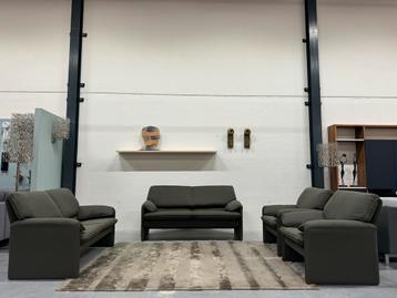 Nieuw Leolux Bora Beta 2,5 & 2 Zits Bank Groen stof Fauteuil beschikbaar voor biedingen