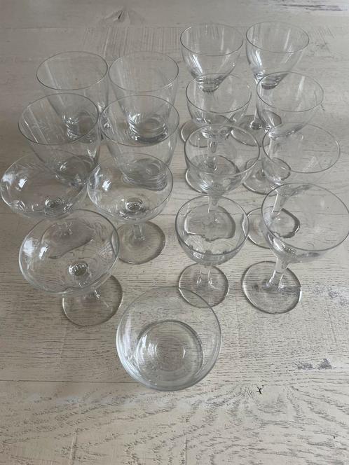16 kristallen glazen korenaar jaren ‘50, Verzamelen, Glas en Borrelglaasjes, Gebruikt, Overige typen, Ophalen of Verzenden