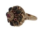 Gouden Vintage kroon toren ring met edelstenen en spinel, Ophalen of Verzenden