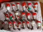 antieke glazen kerstbal model paddestoelen op clip, Ophalen of Verzenden, Gebruikt