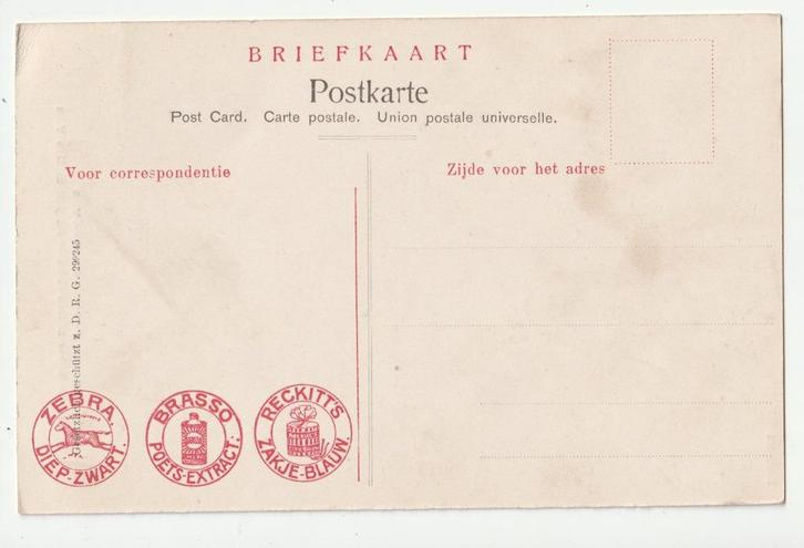 reclamekaart Zebra Brasso Reckitt's Zakje Blauw New York, Verzamelen, Merken en Reclamevoorwerpen, Gebruikt, Overige typen, Verzenden