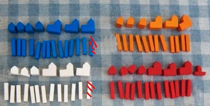 Losse onderdelen Kolonisten van Catan, houten versie 0,25/st, Hobby en Vrije tijd, Gezelschapsspellen | Bordspellen, Gebruikt