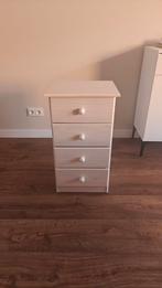 Witte houten ladekast met 4 laden, Huis en Inrichting, Kasten | Ladekasten, Ophalen, Minder dan 50 cm, Gebruikt, Grenenhout