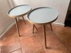 2 ronde bijzettafeltjes, Huis en Inrichting, Minder dan 55 cm, Gebruikt, Rond, Hout