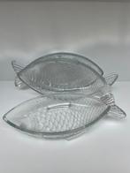 Vintage Set 3 x Franse Vis Schaaltjes ‘Poisson‘, vis glas, Huis en Inrichting, Glas, Schaal, Gebruikt, Ophalen of Verzenden