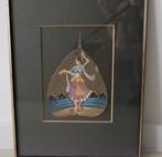 Vintage Indiaas Peepal Blad schilderij, Ophalen of Verzenden