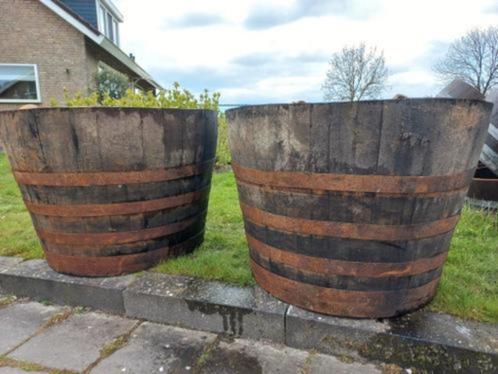 Zeer Grote Plantenbak Bloembak Whiskeyvat 275 liter, Tuin en Terras, Bloembakken en Plantenbakken, Nieuw, Hout, Balkon, Tuin, 60 cm of meer