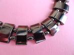 jwg Vintage 80s Art Deco stl hematiet steen kralen ketting, Sieraden, Tassen en Uiterlijk, Antieke sieraden, Verzenden, Overige materialen