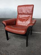 Vintage lounge chair G-Mobel leer/ hout, Huis en Inrichting, Fauteuils, Ophalen, Gebruikt, Minder dan 75 cm, Hout