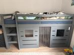 Peuterbed / Kinderbed grijze Hoogslaper met Gordijnen, 70 tot 85 cm, Ophalen of Verzenden, Zo goed als nieuw, Hoogslaper of Stapelbed