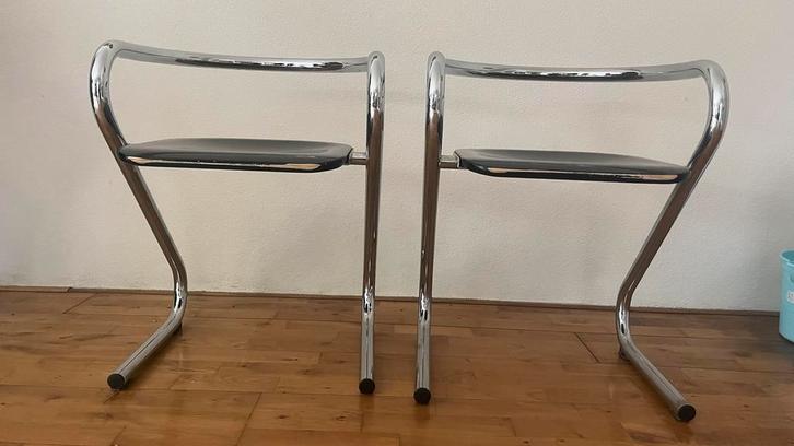 Design stoelen Lammhults - S70 Börge Lindau & Bo Lindekrantz, Huis en Inrichting, Stoelen, Gebruikt, Twee, Hout, Metaal, Zwart