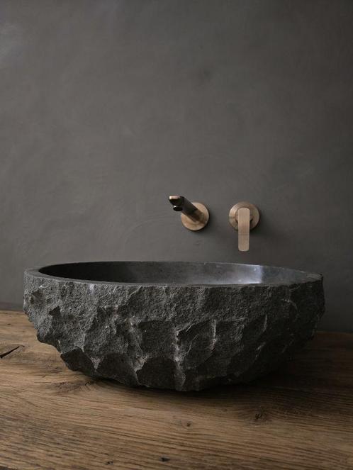 Natuursteen waskom 35 cm incl plug - NIEUW, Huis en Inrichting, Badkamer | Badkamermeubels, Nieuw, Wasbak of Wastafel, Minder dan 100 cm