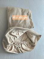 Hoeslaken/matrasovertrek. Dubbel jersey. 90 x 200 cm., Eenpersoons, Beige, Dekbedovertrek, Ophalen of Verzenden