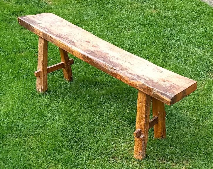 Stoer sober landelijk houten bankje, Antiek en Kunst, Antiek | Woonaccessoires, Ophalen